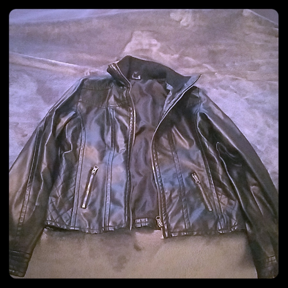 Black pleather form fitting jacket